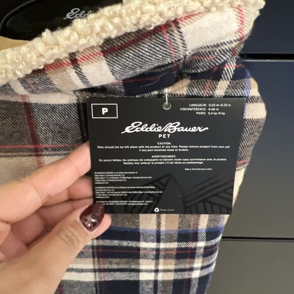 NWT Eddie Bauer Pet Apparel / Jacket Black And Tan Multi-Color Plaid Size Small - Picture 5 of 5